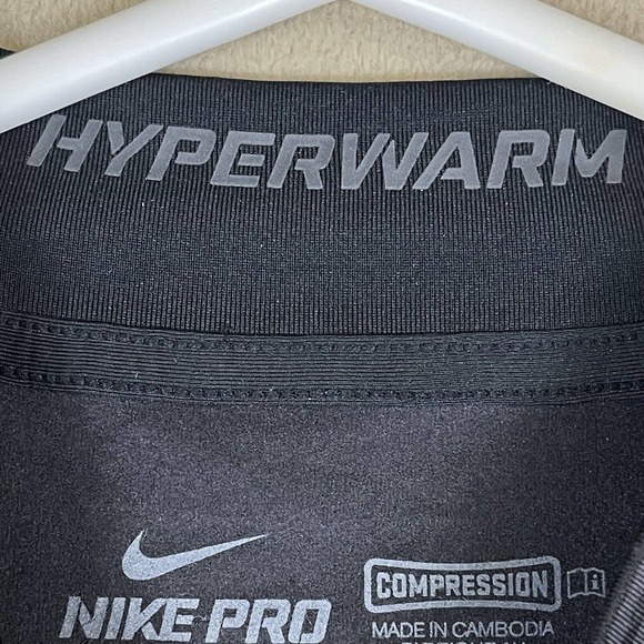 Nike Pro Combat Athletic Top Adult Extra Large Black Compression Hyperwarm Mens - Picture 9 of 14